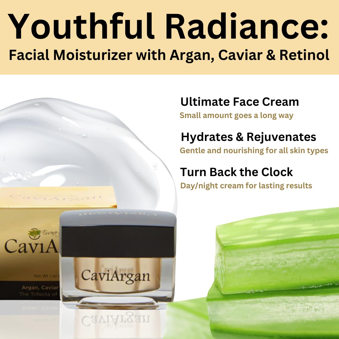 Essence Of Argan Caviargan Anti Wrinkle Cream with Argan Oil, Matrixyl & Botanicals - Hydrating Moisturizer Face Cream - Anti-Aging Formula for Reducing Fine Lines and Dullness - 1 Fl Oz