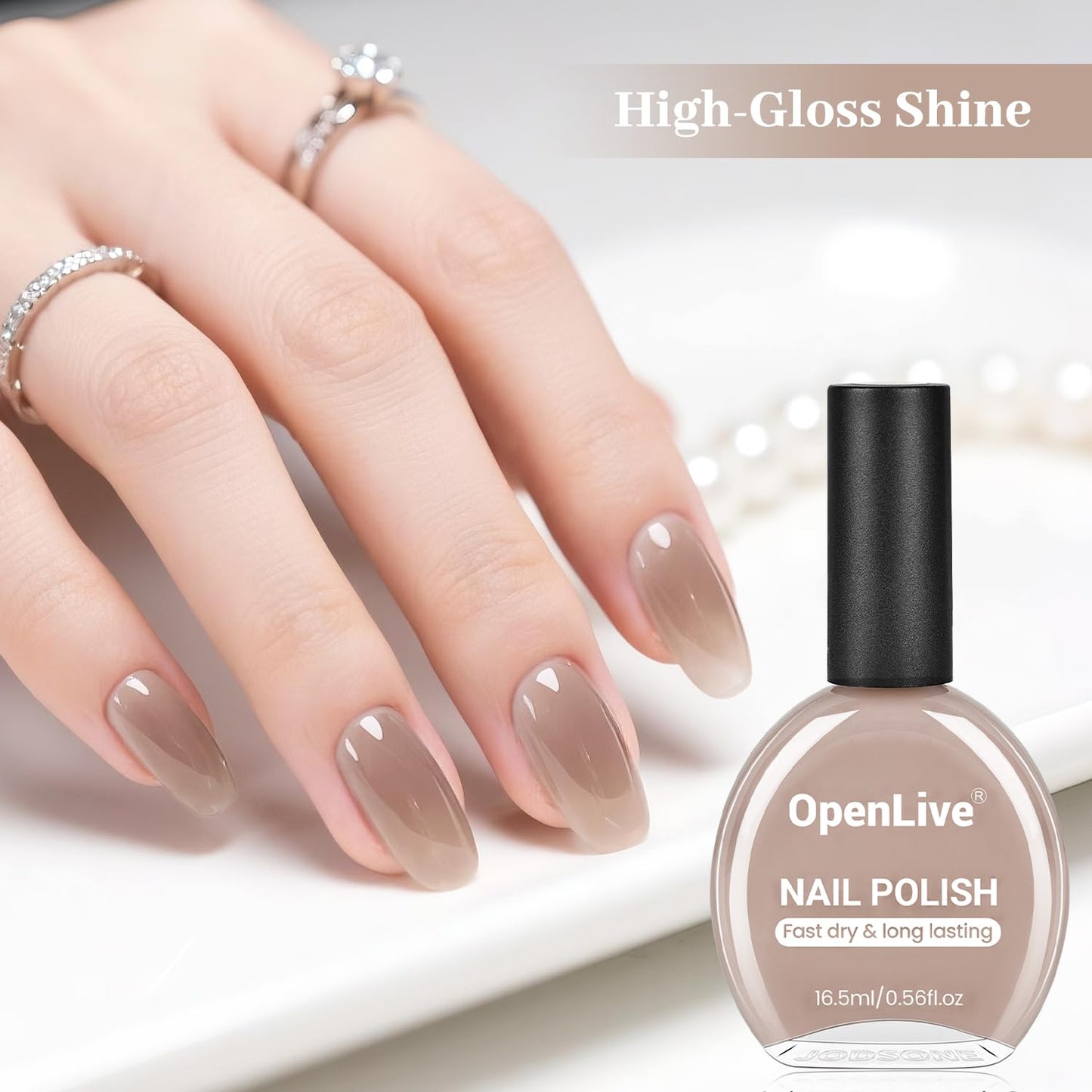 16.5ml Jelly Nude Brown Nail Polish Large Volume Quick Dry Nail Polish, Long Lasting Shine, Fingernail Toenail Nail Art DIY Home Travel Nail Art Gift