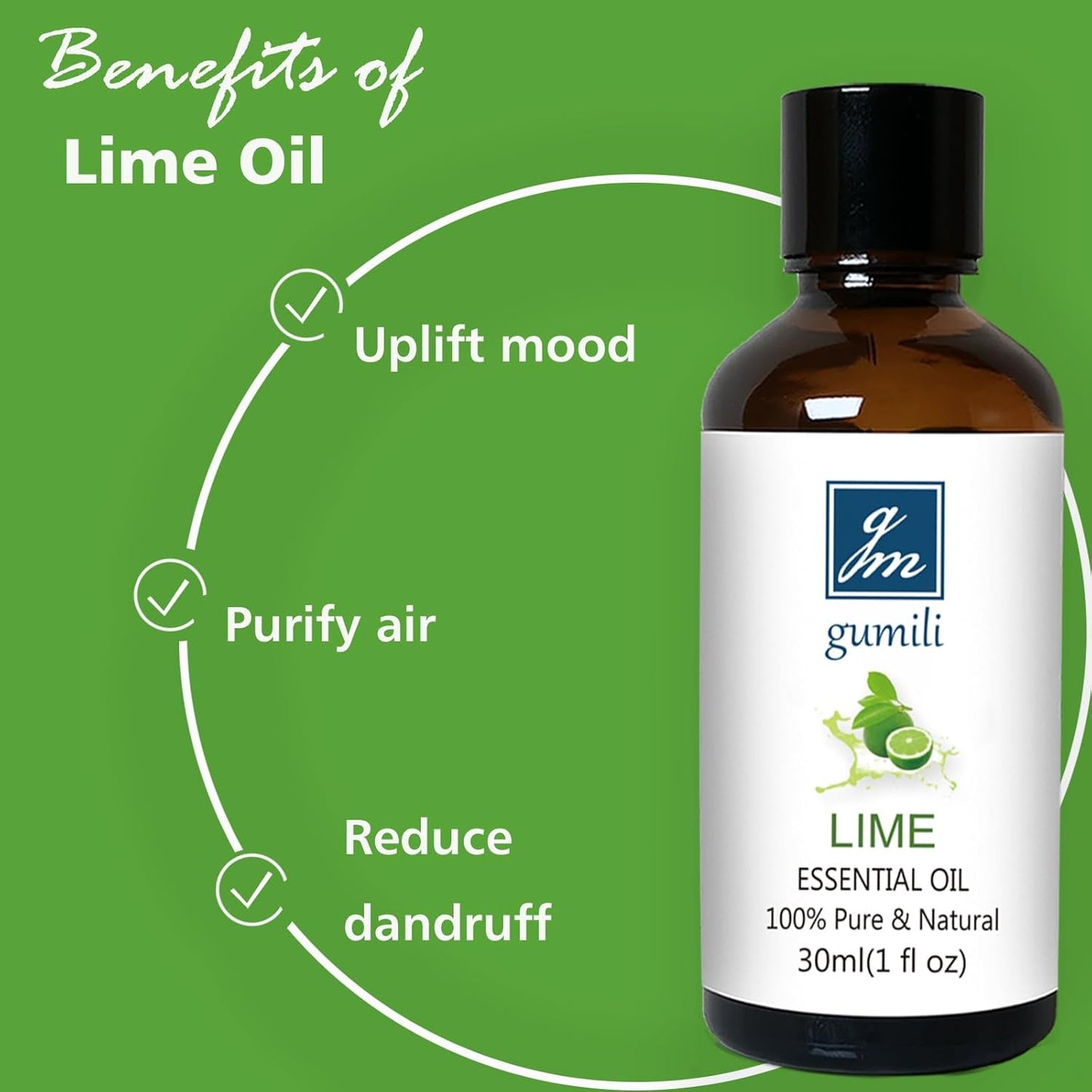 Lime Essential Oil 1 oz, 100% Pure & Undiluted Lime Oil for Diffuser, Skin & DIY, Natural Citrus Oils