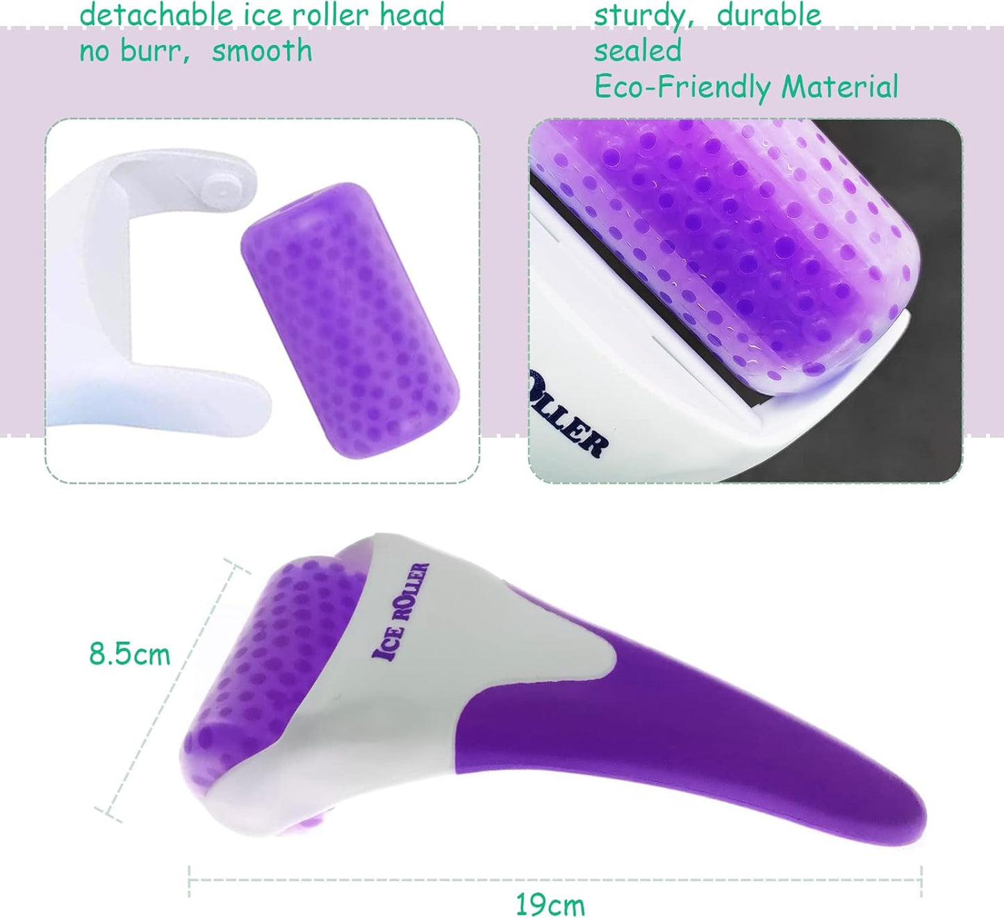 Ice Roller for Face,Cold Facial Massager for Eye Puffiness,Skin Care Tools for Migraine Relief and Blood Circulation (Purple)