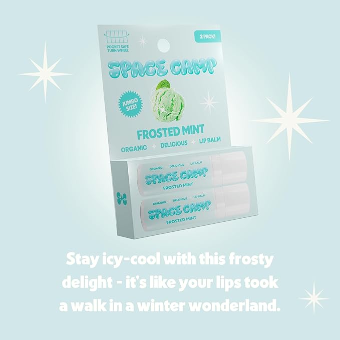 Wellness Jumbo Lip Balm - Frosted Mint Organic Flavored Balm (2 Pack)