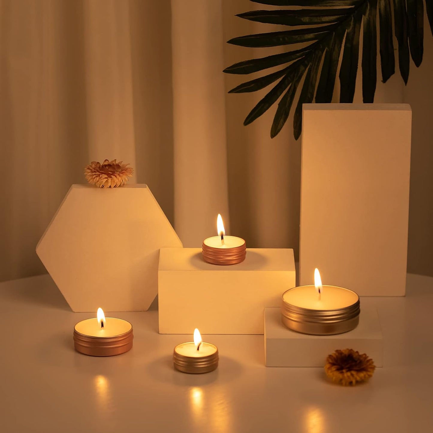 0.5 oz Screw Top Aluminum Tin Jar with Screw Lid and Blank Labels (Rose Gold - Pack of 32)