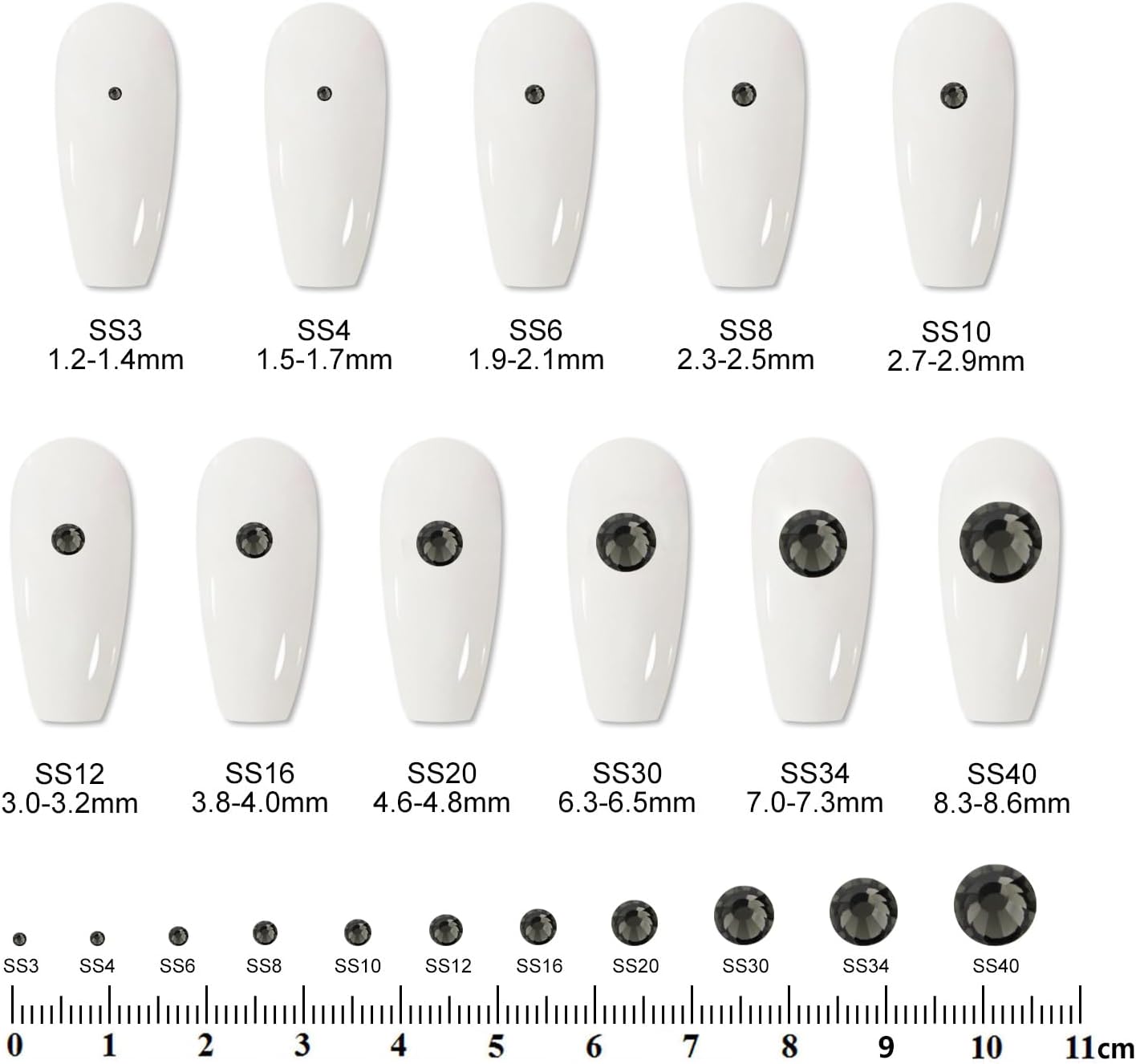 5000PCS SS6 Flatback Rhinestones | 12-Facet Diamond-Cut Glass Gems for Nail Art, Clothing, DIY Crafts |Glue-On Decoration Stones with Silver Backing(Black Diamond)