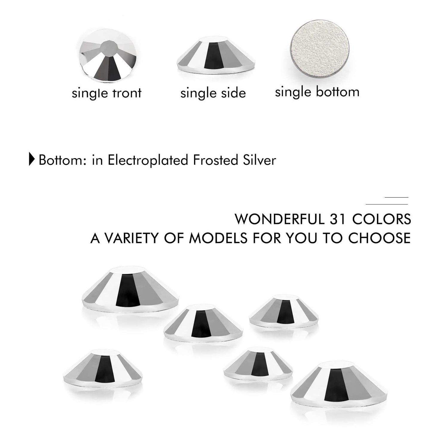 1440Pcs Silver Crystal Rhinestones,Glass Flatback Rhinestones Gemstones for Nail Face Makeup Art Crafts Clothes Decoration -(SS12,3.0mm,Silver)