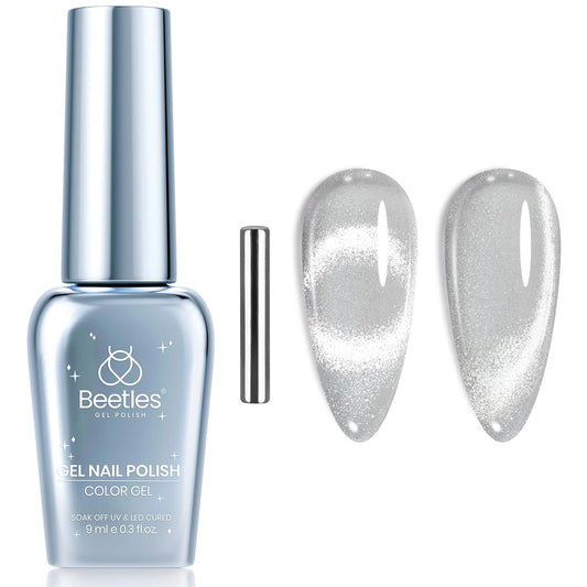 Beetles Cat Eye Gel Nail Polish, 1 Pcs 9ml Sliver Glitter Cat Eye Sliver Dreamscape with Magnet Soak Off LED Nail Manicure DIY Art Home Salon Gifts for Women