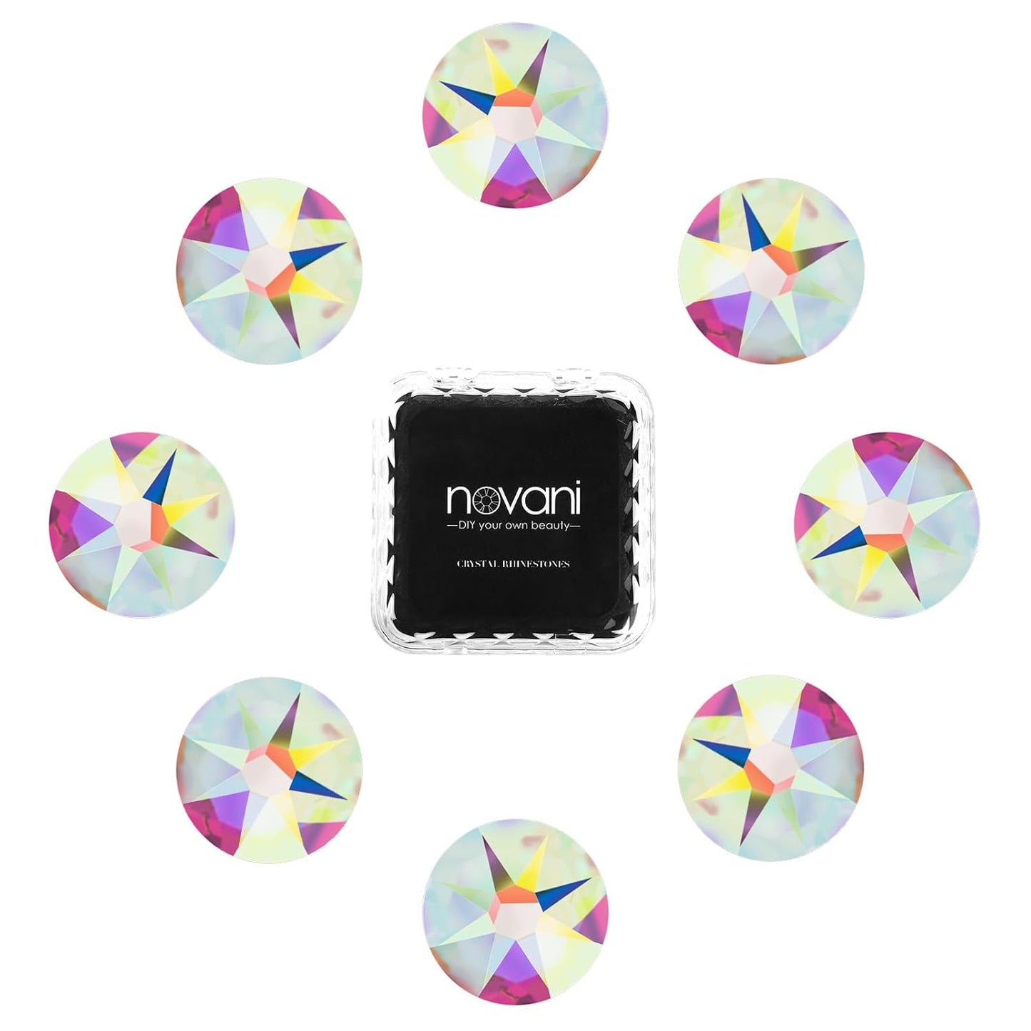 Novani 72pcs Crystal AB Rhinestones Flat Back Round Rhinestone Style 2088 Sparkly Crystal Gemstones for Nail Art and Crafting,SS40(8.3-8.6mm