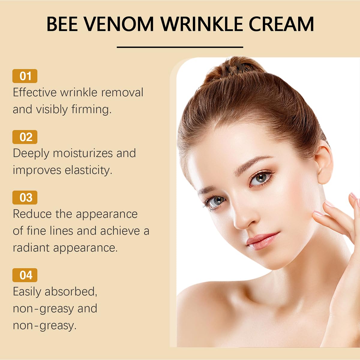 Bee Venom Moisturiser Cream Wrinkle Removal & Firming, Anti-Aging Eye&Face Bee Venom Skin Treatment Cream, Natural And Non-Irritating, Lifting & Recovery For All Skin Type (3 Packs, 60g)