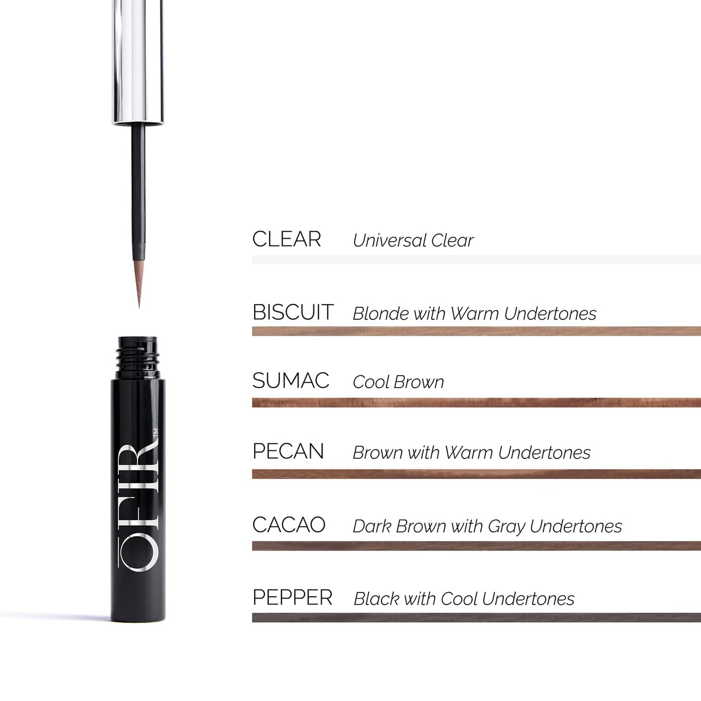 OFIR Brow Tonic Serum Browliner | Smudge-Proof Matte Finish | Hybrid Makeup & Skincare with Hyaluronic Acid & Plant Extracts | Strengthening | Cruelty-Free Brow Serum | Sumac - Cool Brown, 0.057 Oz