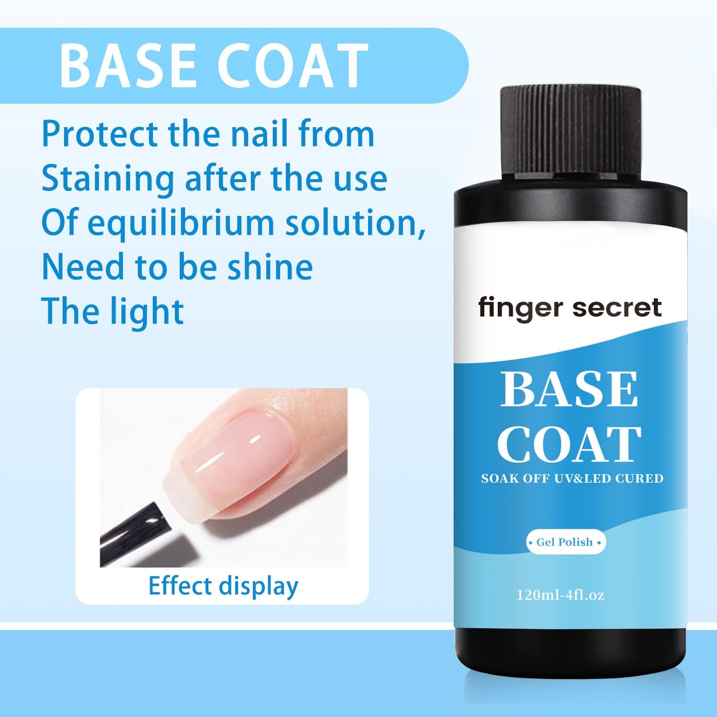Base Coat,Top Coat Gel Nail Polish,Fast Drying Nail Polish,Nail Supplies for DIY in Salon or Home Use 1 * 120ml/4floz