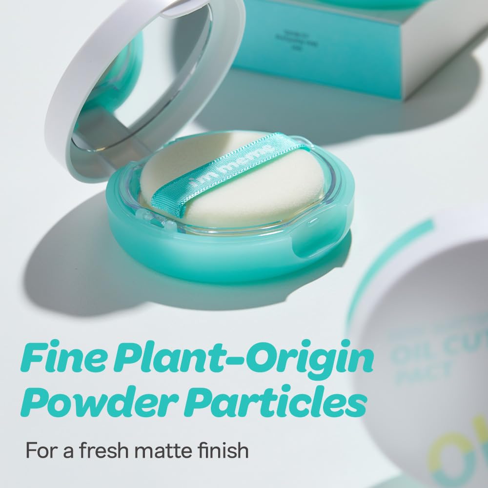 I'M MEME Compact - Oil Cut Pact | Sebum Absorbing, Korean Pressed Setting Powder for Blurring Effect, Makeup Powder Foundation, Translucent Compact, Finishing Powder, Oil Control Face Powder, 0.35 Oz