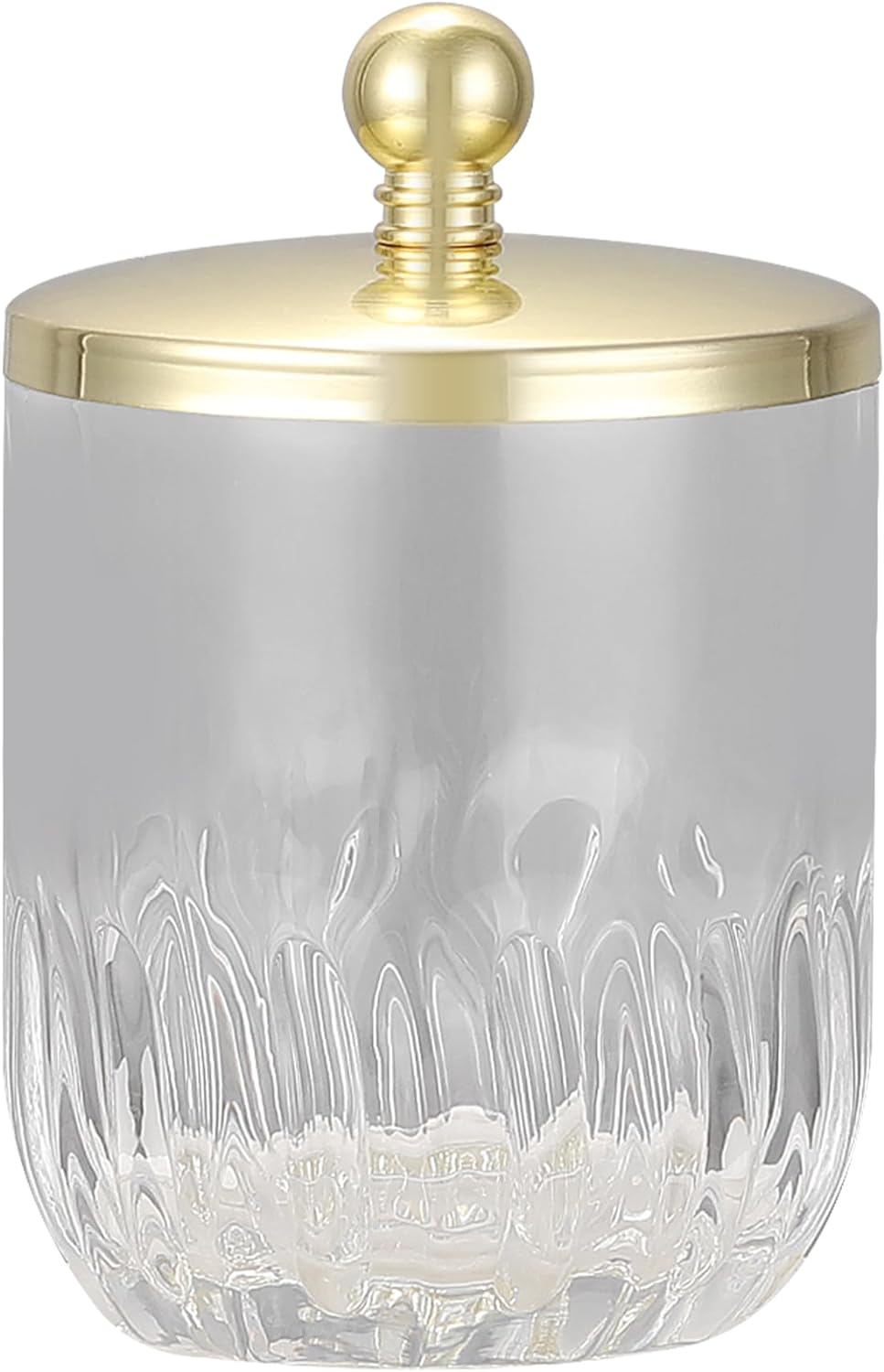 Glass Jar with Metal Lid for Bathroom Organization, Clear Apothecary Jar for Cotton Balls, Q Tips, and Small Accessories, Stylish Bathroom Storage Container Gold