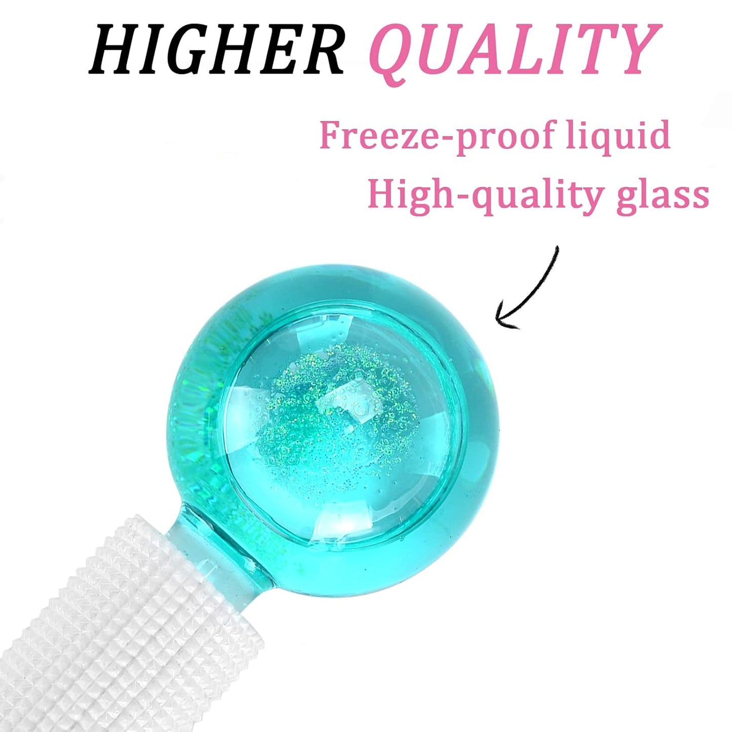Ice Globes for Facials- Freezer Free Face Rollers with Essence for Daily Beauty Routines, Skin Massagers Globes Durable Quartz Glass for Reduce Puffiness Skin Cooling (Update Green)