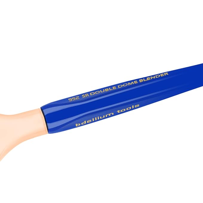 Bdellium Tools Professional Makeup Brush - Golden Triangle 952 Small Rounded Double Dome Blender - With All Vegan and Soft Synthetic Fibers, For Application & Blending (Blue, 1pc)