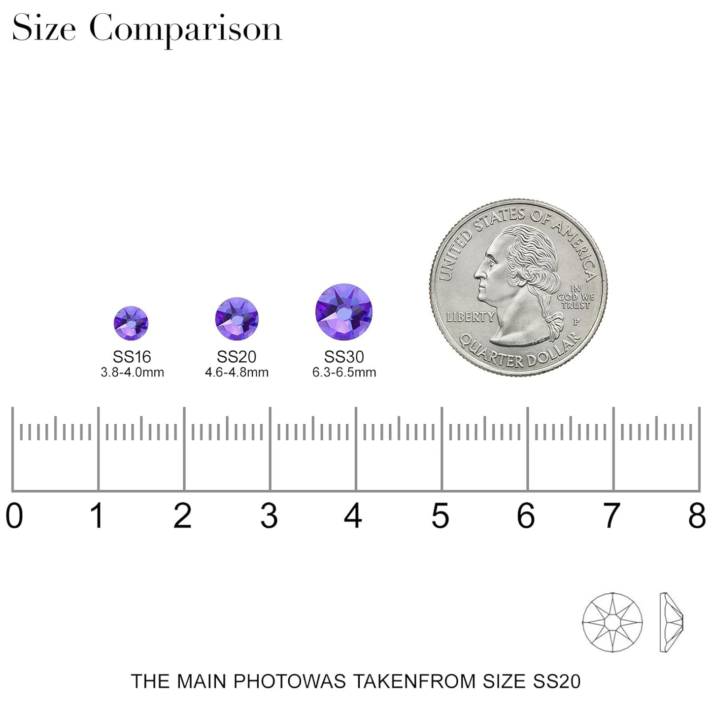 Novani Purple Velvet Rhinestones 288pcs Flat Back Round Rhinestone Style 2088 Sparkly Crystal Gemstones for Nail Art and Crafting SS30,6.4-6.6mm