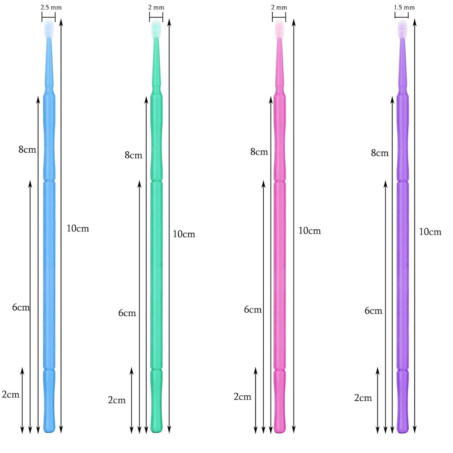 500 PCS Disposable Micro Applicator Brush, Gelme Nutri Micro swabs,Head Bendable Ultrafine Eyelash Extension Brushes for Makeup and Personal Care ?Deep purple 1.5mm?