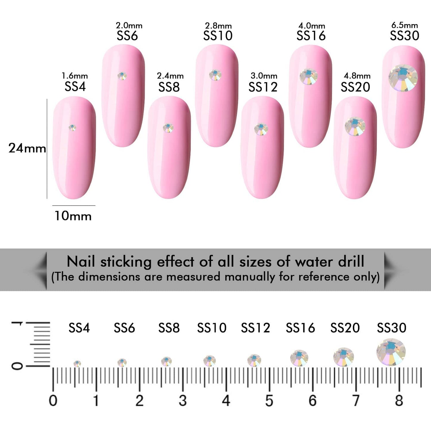 3000Pcs Moonlight Crystal Rhinestones,Glass Flatback Rhinestones Mini Gemstones for Nail Face Makeup Art Crafts Clothes Decoration -(SS8,2.4mm,Moonlight)