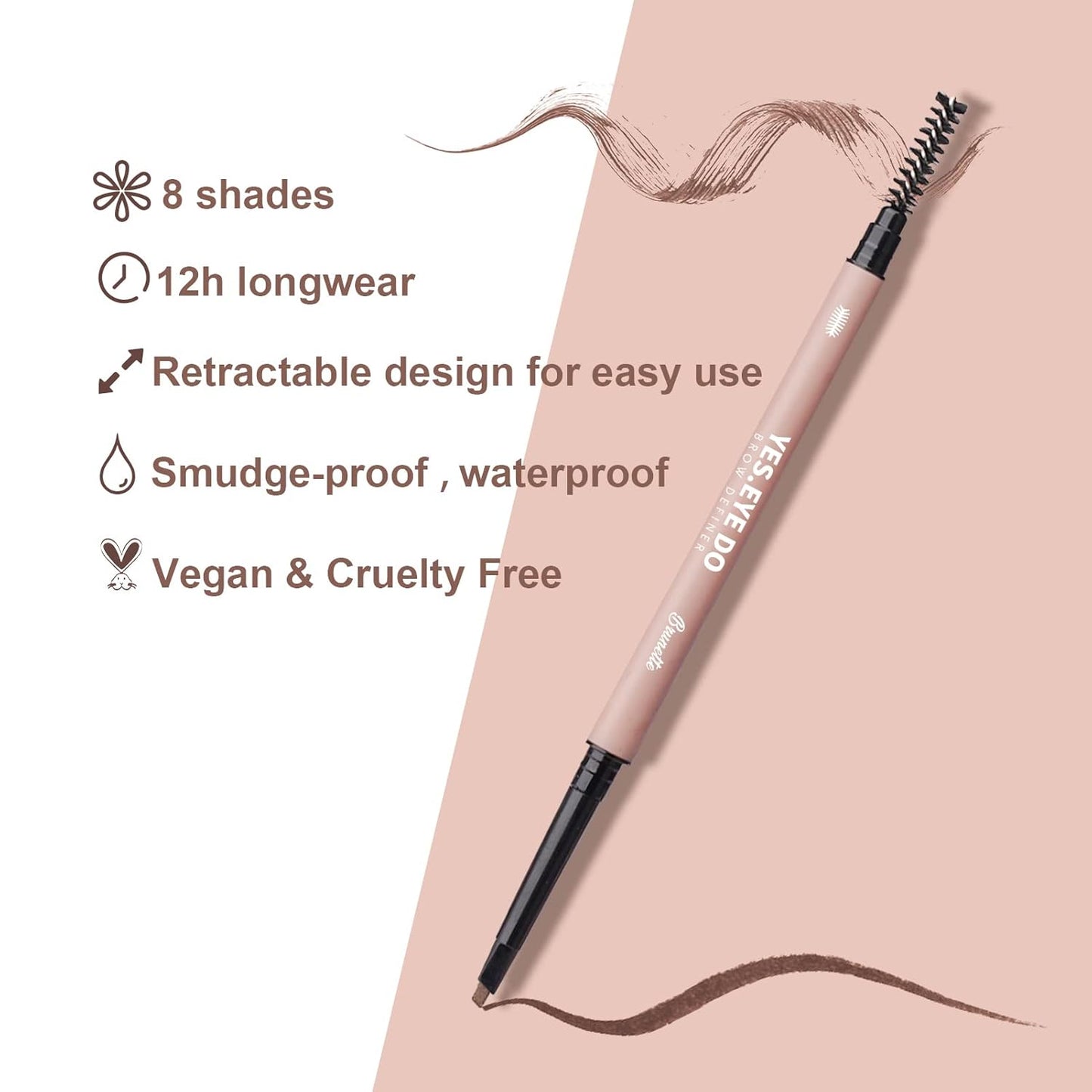 Blonde Eyebrow Pencil, Retractable Eyebrow Pen Blonde with Spoolie Brush for Filling and Shaping, Dual-ended Brow Microfilling Pen for Sparse Brows, YES.EYE DO