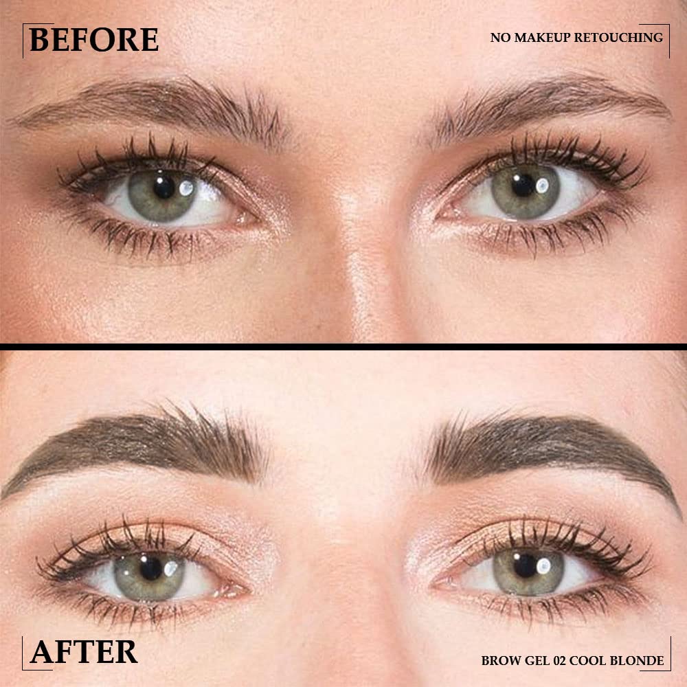 Tinted Thickening Brow Mascara,Brow Fast Sculpt,Waterproof, Transfer-proof, Brush to Fill in Eyebrows and Cover Gray Hairs - Cruelty Free - Light Medium Brown (2pcs 02 Cool Blonde)