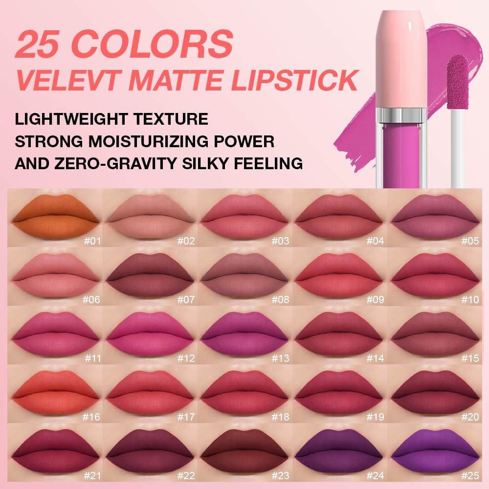 BINGBRUSH Super Matte Longwear No-Budge Stay On Smudge Proof Liquid Lipstick Long Lasting Makeup for Women,Highly Pigmented Color and Instant Shine, Cheeky