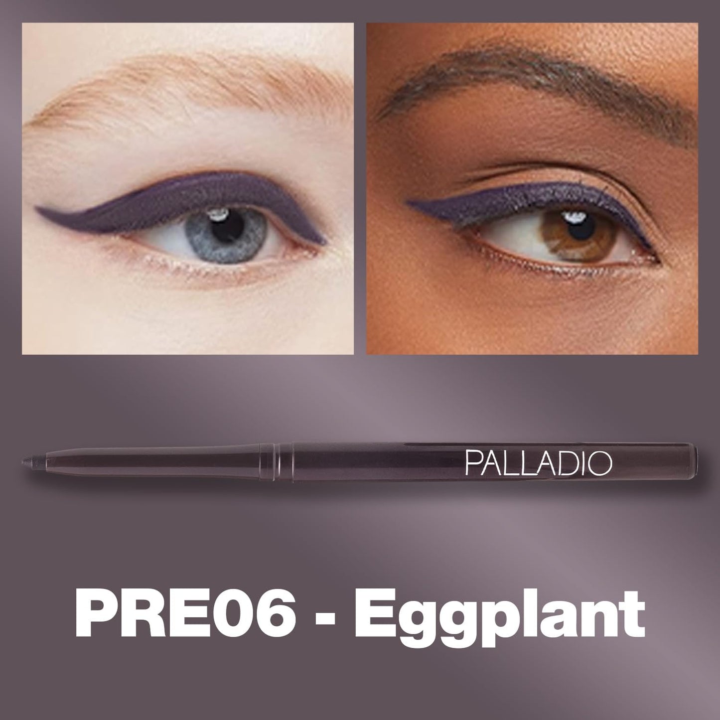 Palladio Retractable Waterproof Eyeliner, Eggplant, Creamy, Slip Twist Up Pencil Eye Liner, Smudge Proof Long Lasting Application, No Sharpener Required