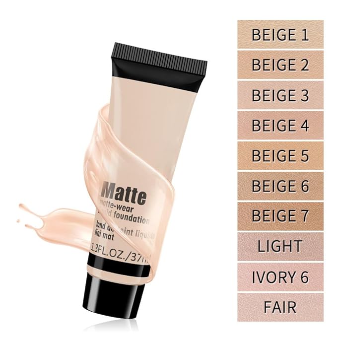 1 Pack Liquid Foundation Cream for Face Makeup,Durable Full Coverage Matte Concealer Make Up,Oil Control & Waterproof Base Primer -1 Fl.Oz-BEIGE 6#