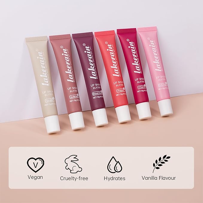 Moisturizing Lip Balm Butter for Dry Cracked Lips,Day/Night Hydrating Lip Mask, Ultra-Nourishing Lip Care Moisturizer for Soft, Smooth and Supple Lips (Poppy)