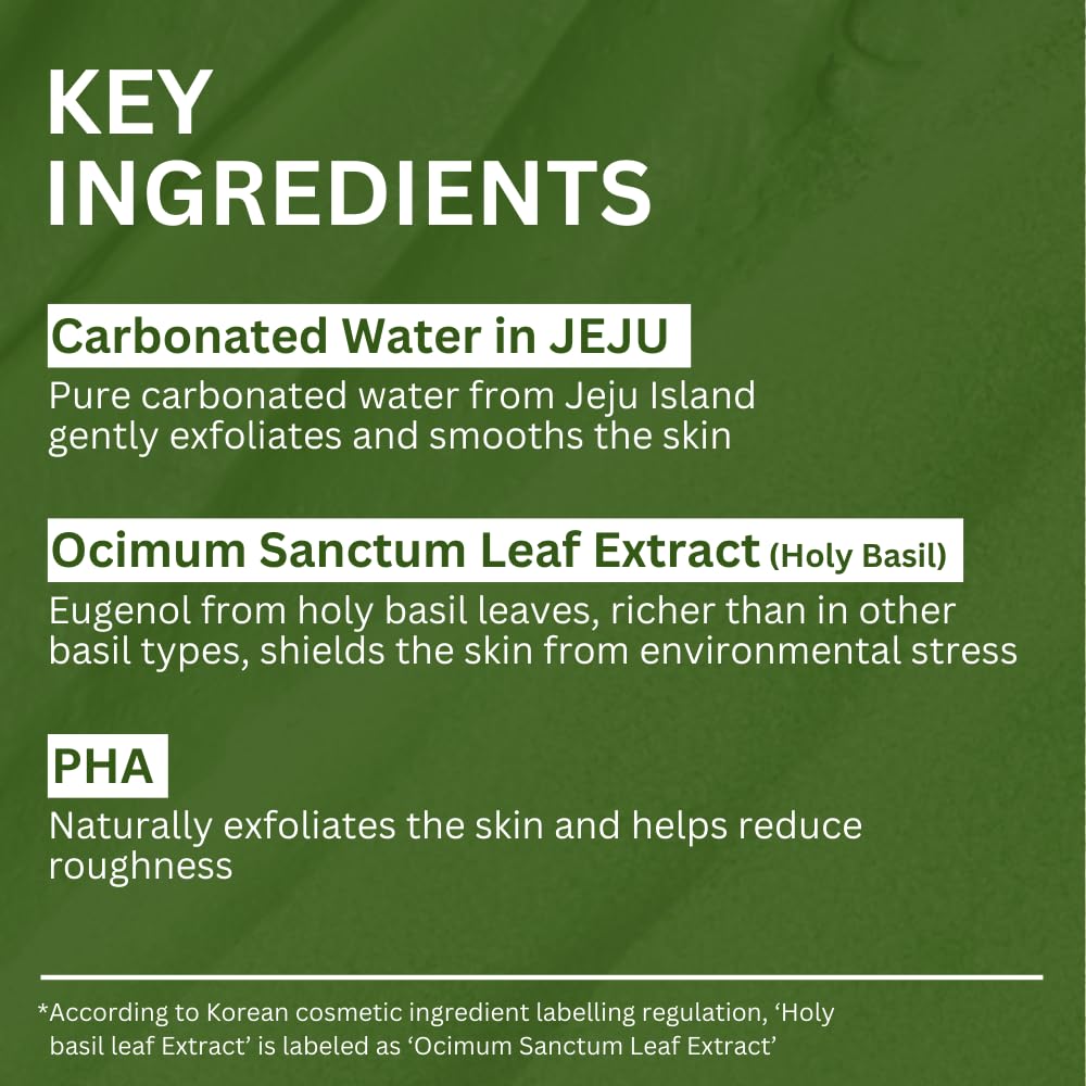 P.CALM Holy Basil Bubble Deep Mask – Holy Basil & Carbonated Water for Cleansing Pores & Blackheads, Korean Clay to Bubble Wash-Off Pack (90g / 3.17 oz)