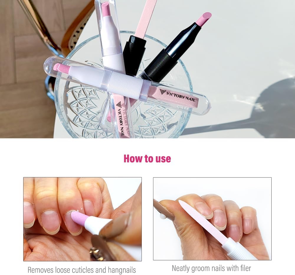 Ceramic Pusher Files for Nails, Manicure Fingernail Files with Cases, Professional Precision Filing Cuticle Remover, Manicure Stick, 2 Pieces
