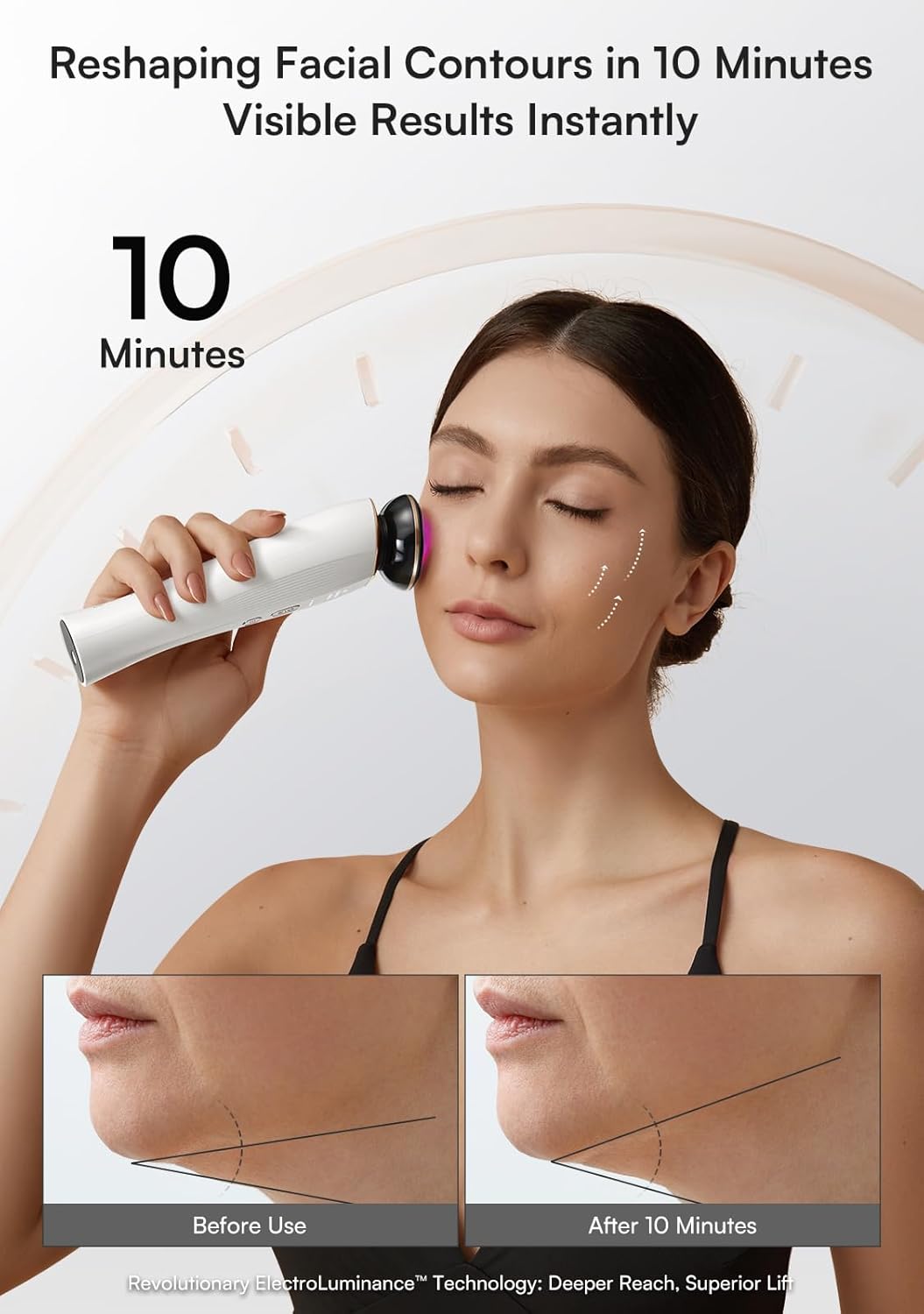 INIA 3-in-1 Red Light Therapy for Face and Neck, Skin Tightening Device True Beauty Glow Facial Massager for Skin Care, Effective Wrinkle Reduction Anti-Aging with Lifting, Tightening, Infusing