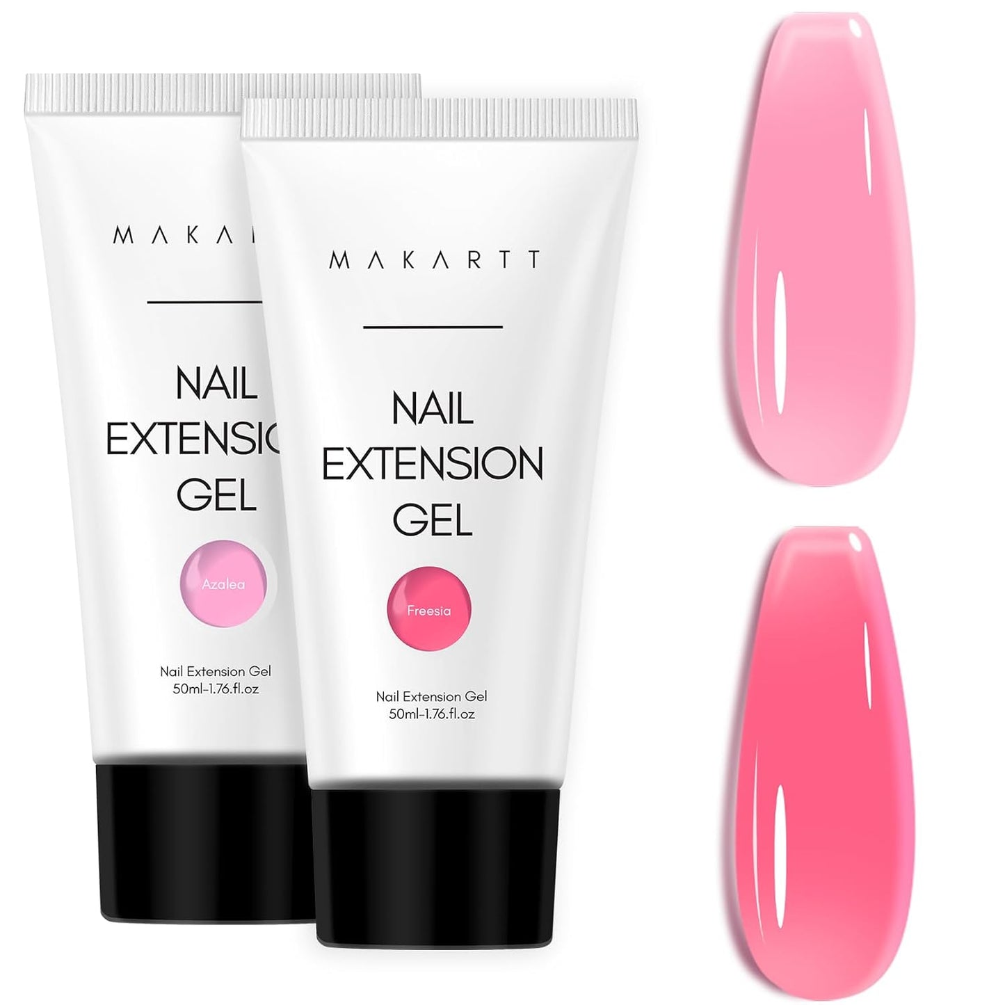 Makartt Poly Nail Gel Kit, 2PCs 50ML Transparent Pink & Hot Pink Colors, Large Capacity Poly Extension Nail Gel Kit, Strong Builder for Extension, 3D Diy Hard Gels Manicures Home Salon