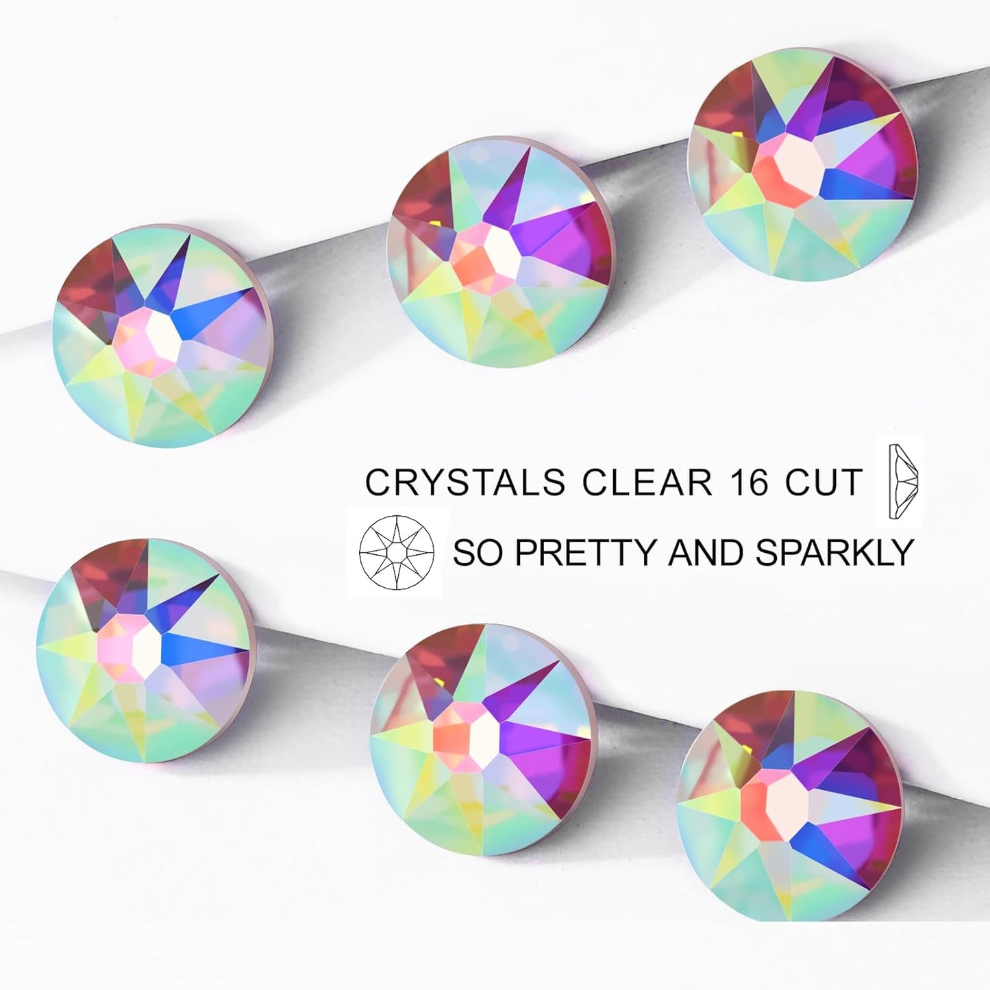 Novani 500pcs Crystal AB Rhinestones Flat Back Round Rhinestone Style 2088 Sparkly Crystal Gemstones for Nail Art and Crafting,SS12(3.0-3.2mm