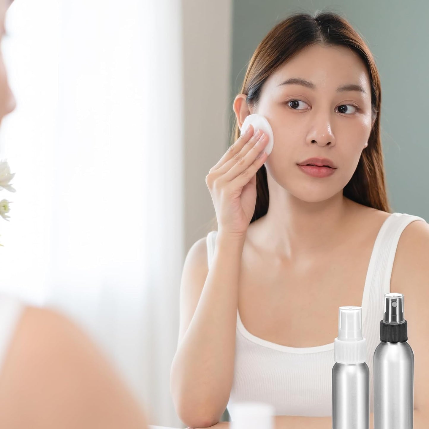 HARFINGTON 5pcs Aluminum Fine Mist Spray Bottles 30ml/1oz Metal Small Liquid Alcohol Refillable Travel Container with Black Plastic Nozzle Cap for Perfume Skincare Cosmetic Storage Bottle