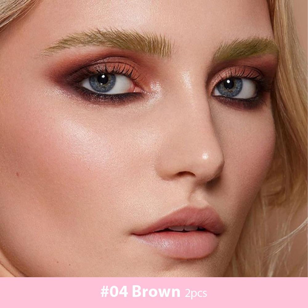 evpct 2Pcs Brown Magic Microblading Eyebrow Contouring Pen Brow Pencil, with 4 Brush Micro-Fork-Tips Precise Applicator, with Dual-ended Eyebrow Brush, Hair Like Strokes, Natural Looking Brows