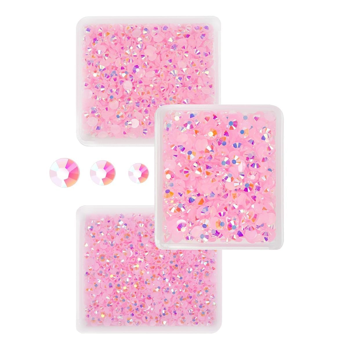 Light Pink AB Resin Rhinestones for Crafting 3mm 4mm 5mm Flatback Jelly Stones Bulk SS10 SS16 SS20 Non-Hotfix Diamonds Crystals Gems for Nails Face Eyes Makeup Mugs Tumblers Bottles DIY Crafts