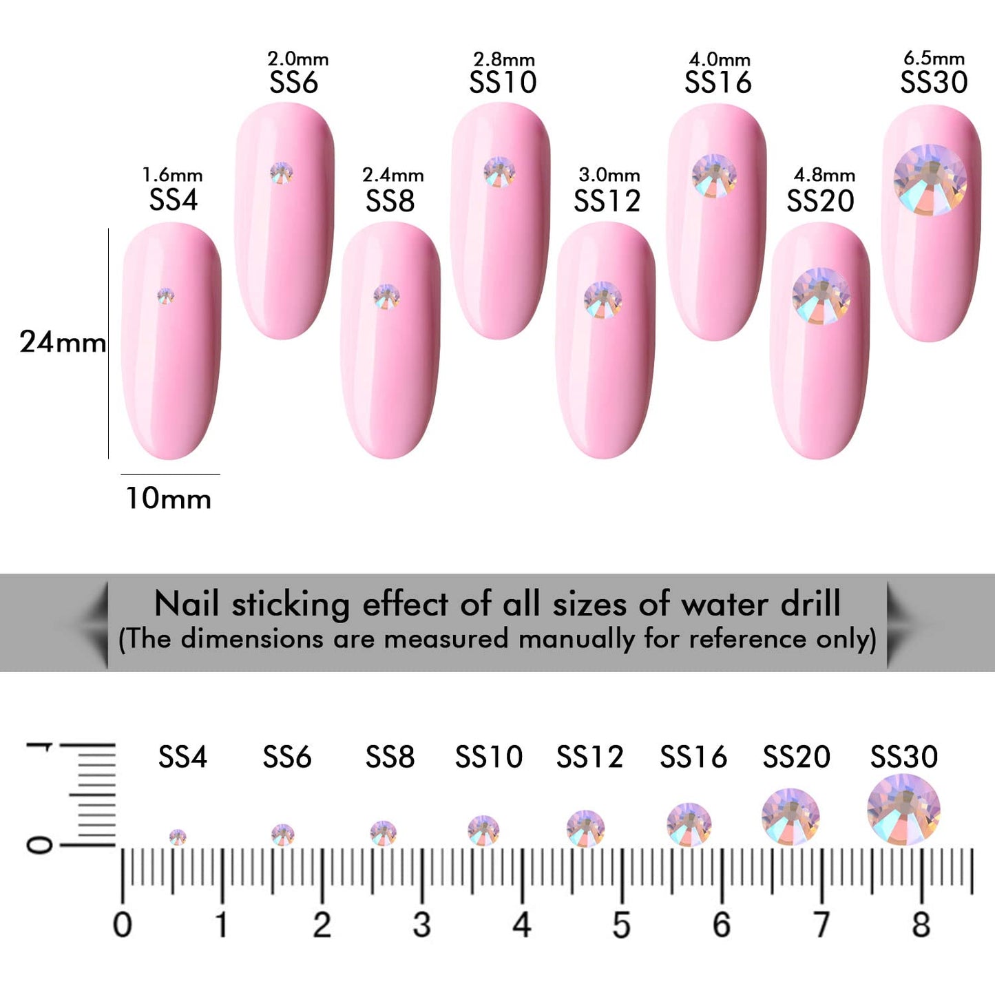 1440Pcs Pink AB Crystal Rhinestones,Glass Flatback Rhinestones Mini Gemstones for Nail Face Makeup Art Crafts Clothes Decoration -(SS8,2.4mm,Pink AB