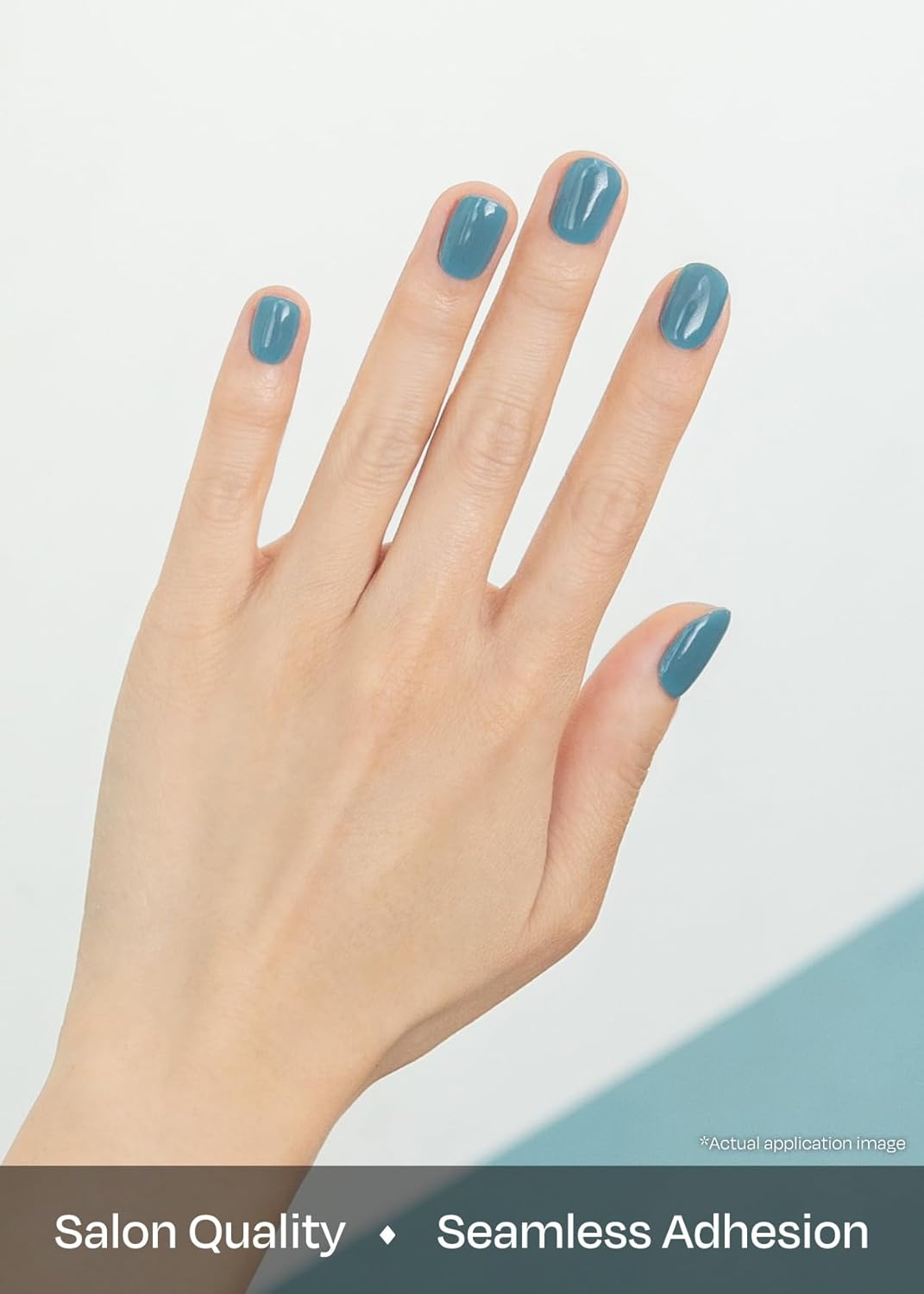 ohora Semi Cured Gel Nail Strips (N Washing Jean) - Blue, Solid, Works with Any UV/LED Lamps, Salon-Quality, Long Lasting, Easy to Apply & Remove - Includes 2 Prep Pads, Nail File & Wooden Stick