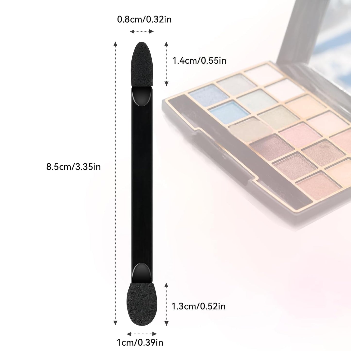 50 PCS Professional Disposable Dual Side Sponge Eyeshadow Brush, Double Head Eye shadow Brushes Makeup Applicator Cosmetic Tools(Length: 9.5 cm, Flat Handle, Black)