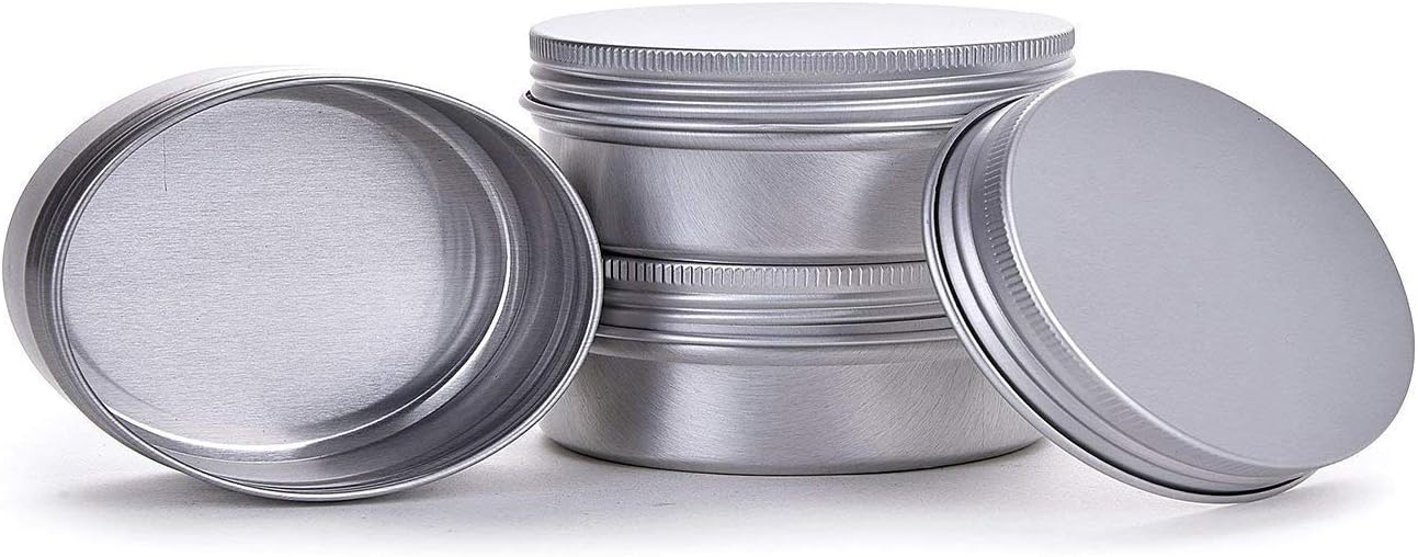 1 Ounce Aluminum Tin Jar Refillable Containers 30ml Aluminum Screw Lid Round Tin Container Bottle for Cosmetic,Lip Balm, Cream, 12 Pack.