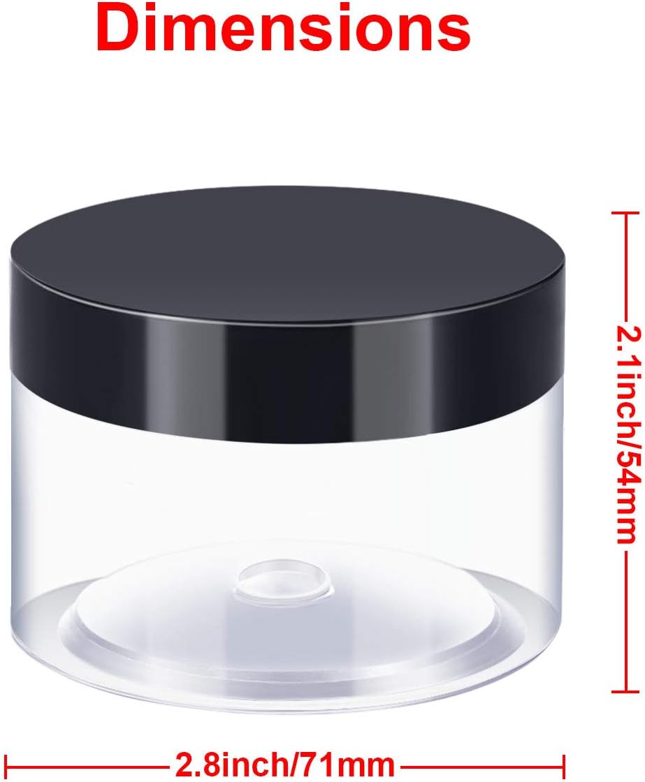 SATINIOR 24 Pieces Empty Clear Plastic Jars with Lids Round Storage Containers Wide-Mouth for Beauty Product Cosmetic Cream Lotion Liquid Butter Craft and Food (Black Lid, 6 oz)