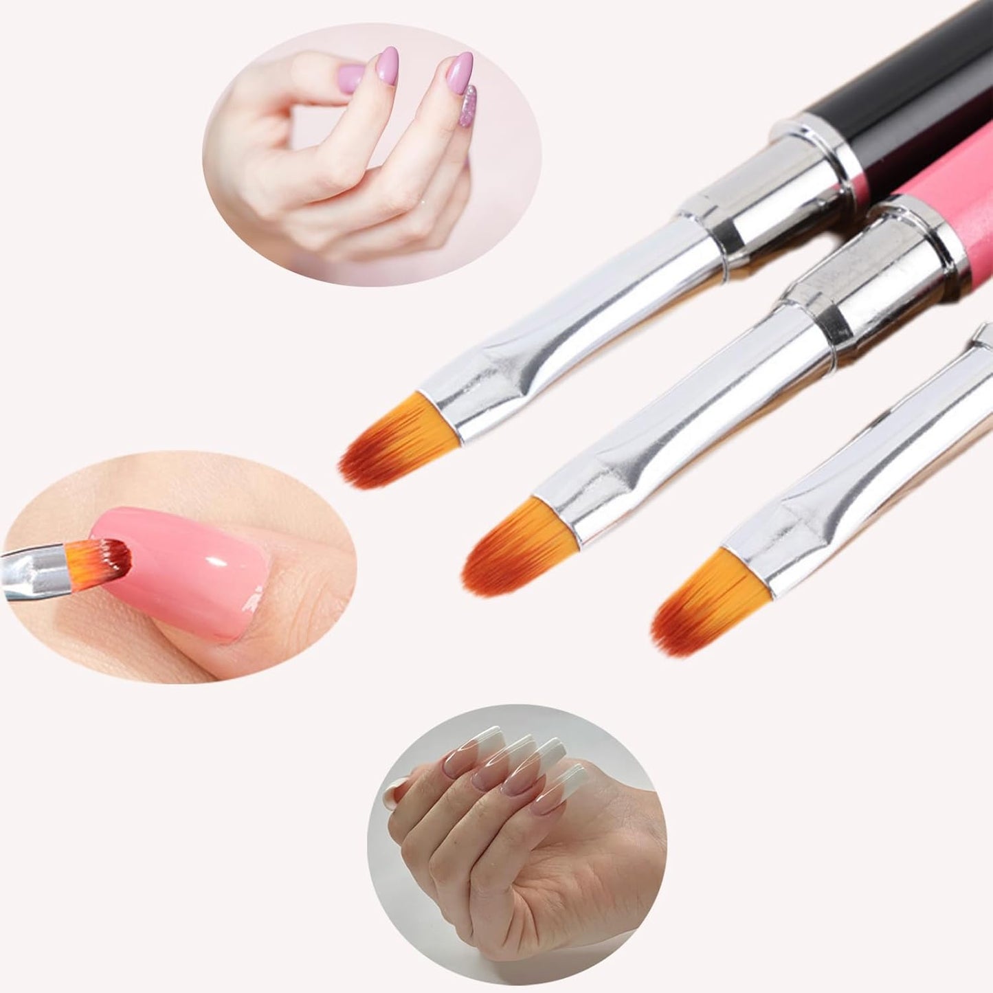 Nail Art Brushes, 8Pcs Double-Ended Acrylic Nail Brush Set & Picker Brush Tool for Nail Art with PolyGel Gel Acrylic Nails Extension Fine Liner Brushes and Dotting Pen (5,7,9,11,13 mm)