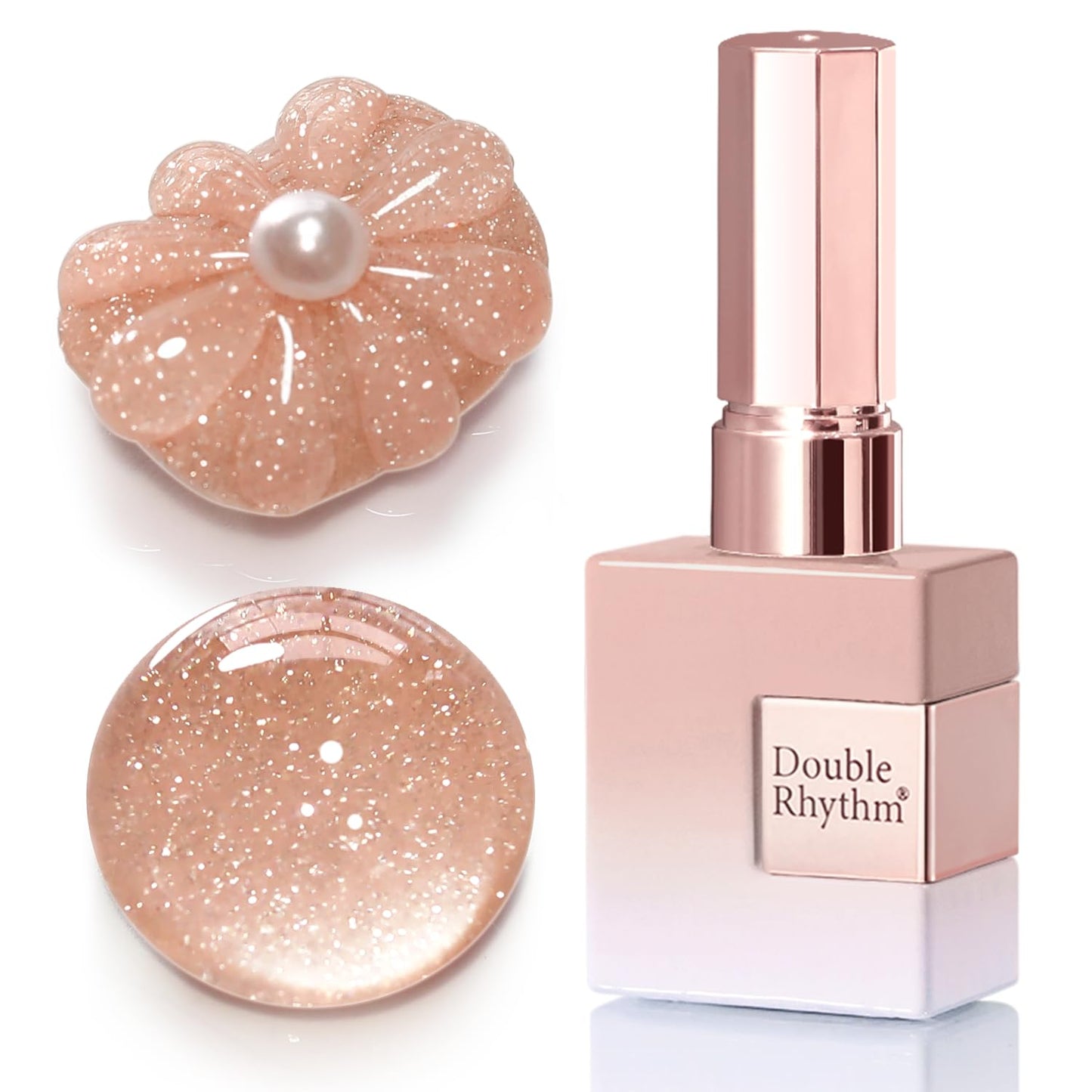 Double Rhythm 0.5Oz Glitter Gel Polish Shimmer Reflective Color for Nail Art Salon DIY Soak Off 15ml Nail Lamp Gel Polish at Home (Nude Pink-B1171)