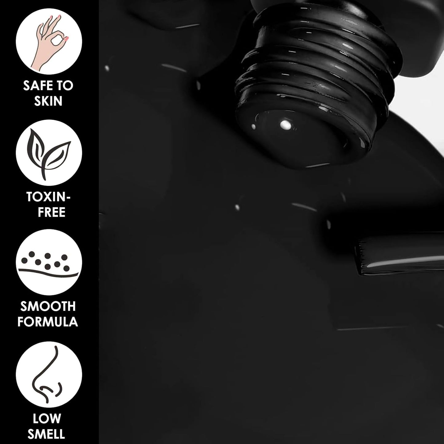 NovaCharm 12ml Black Matte Nail Polish, Quick Dry Nail Lacquer for Nail Art Varnish, Mist Effect Matte Finish Velvet Nail Polish, Silky Velvet Fingernail Polish For Women Girls Manicure DIY at Home