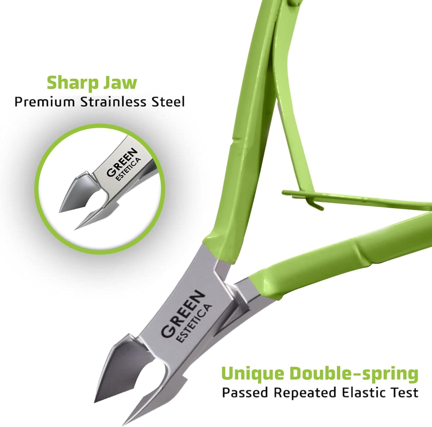 Professional Cuticle Trimmer with Cuticle Pusher Nail Cuticle Remover Nipper Silver Stainless Steel Sharp Blades Manicure Tools with Double Spring Nail Care Pedicure Nail Tools Home Spa (Green)