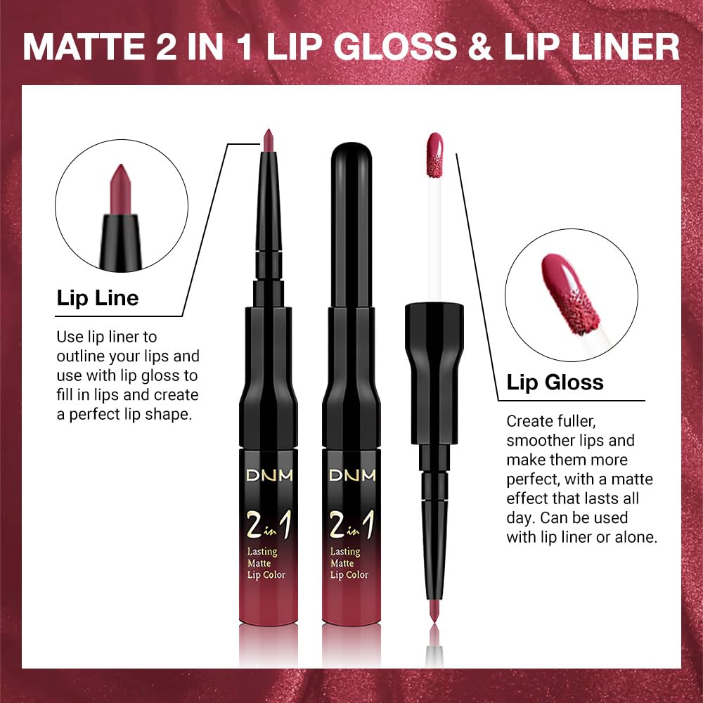 evpct 1Pcs Deep Cranberry Red Matte Lip Liner and Liquid Lipstick Stain Makeup Set for Women, Red Long Lasting Smudge Proof Lipstick labiales matte mate larga duracion listip 24 hours originales, 39#