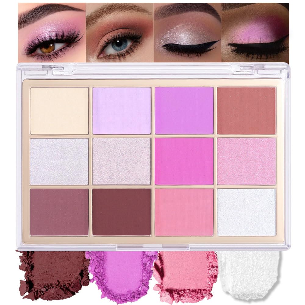 Silver Purple Mauve Eyeshadow Palette,Natural Neutral Warm Cream Light Colors Eyeshadow Palette,Eye Shadow Palette Long Lasting Naturing-Looking Make Up Pallets for Women,Vegan