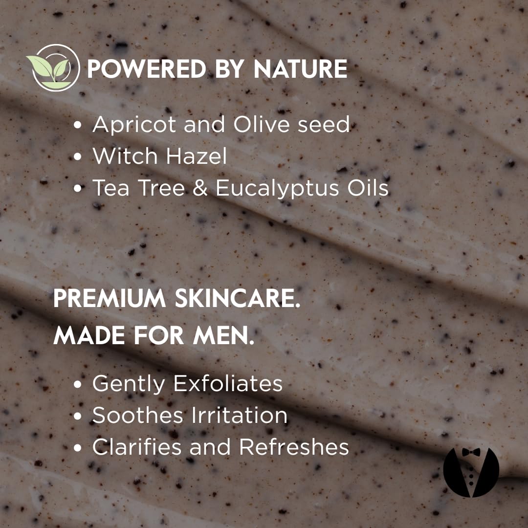GROOM Face Scrub for Men | Gentle Daily or Weekly Exfoliator | Unplugs Pores for Clear, Smooth Skin | Unscented or Crisp Unisex Scent | 4 oz
