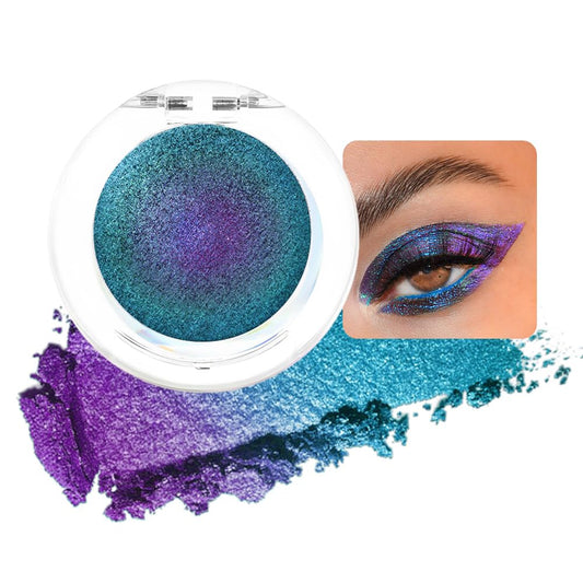 evpct Teal Blue Purple Glitter Eyeshadow Makeup Palette, Duochrome Chameleon chromatic Duo Chrome Multichrome Shimmer Metallic Gothic festival Single Eye shadow Palette Makeup for Older Women
