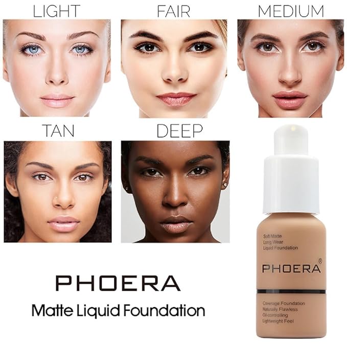2 Pack PHOERA Foundation 104 Buff Beige Makeup,Full Coverage Foundation for Women and Girls