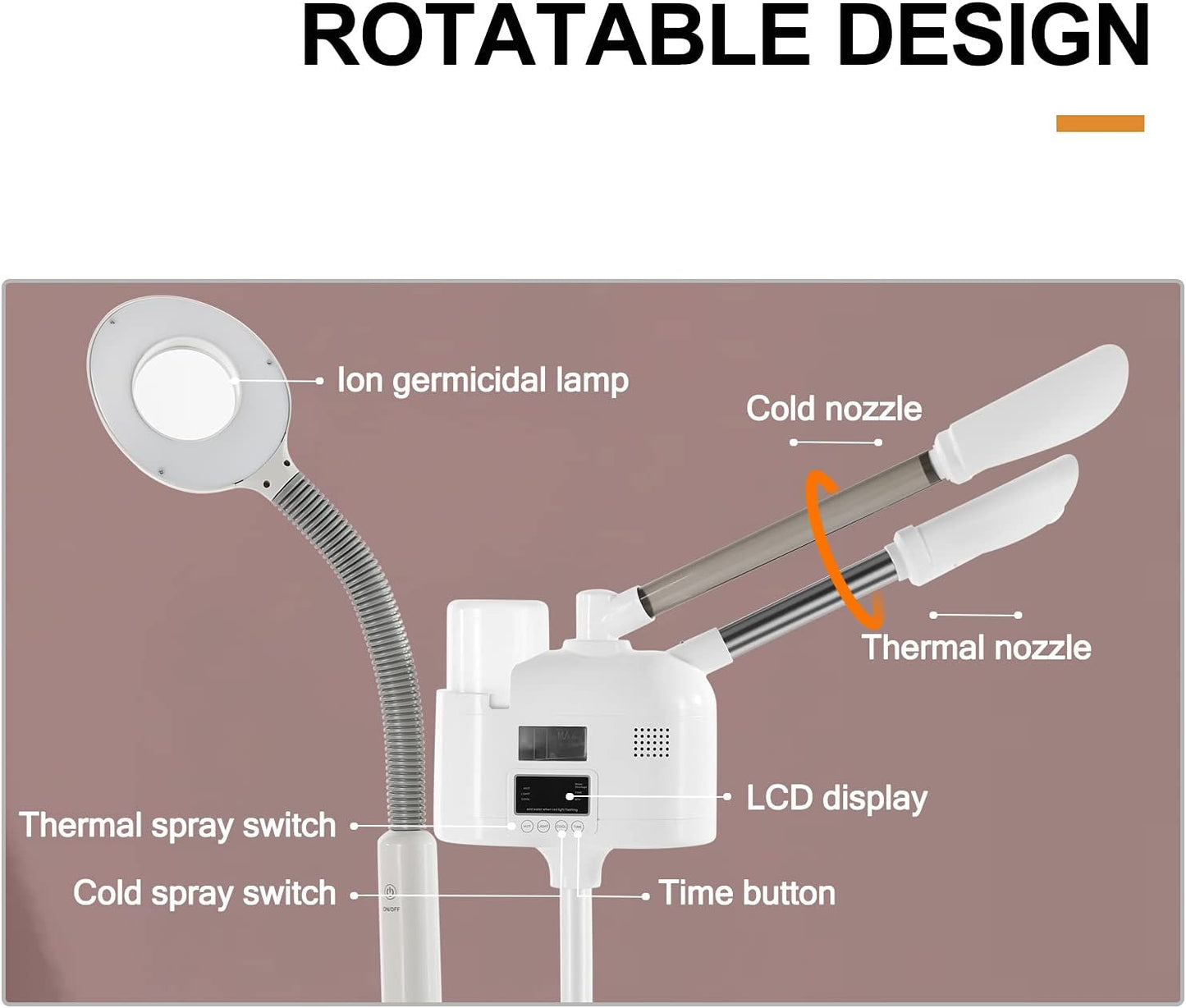 Professional 3 in 1 Facial Steamer Upgrade Esthetician Steamer with hot & Cold Nozzle 5X LED Magnifying Lamp Beauty Salon Spa