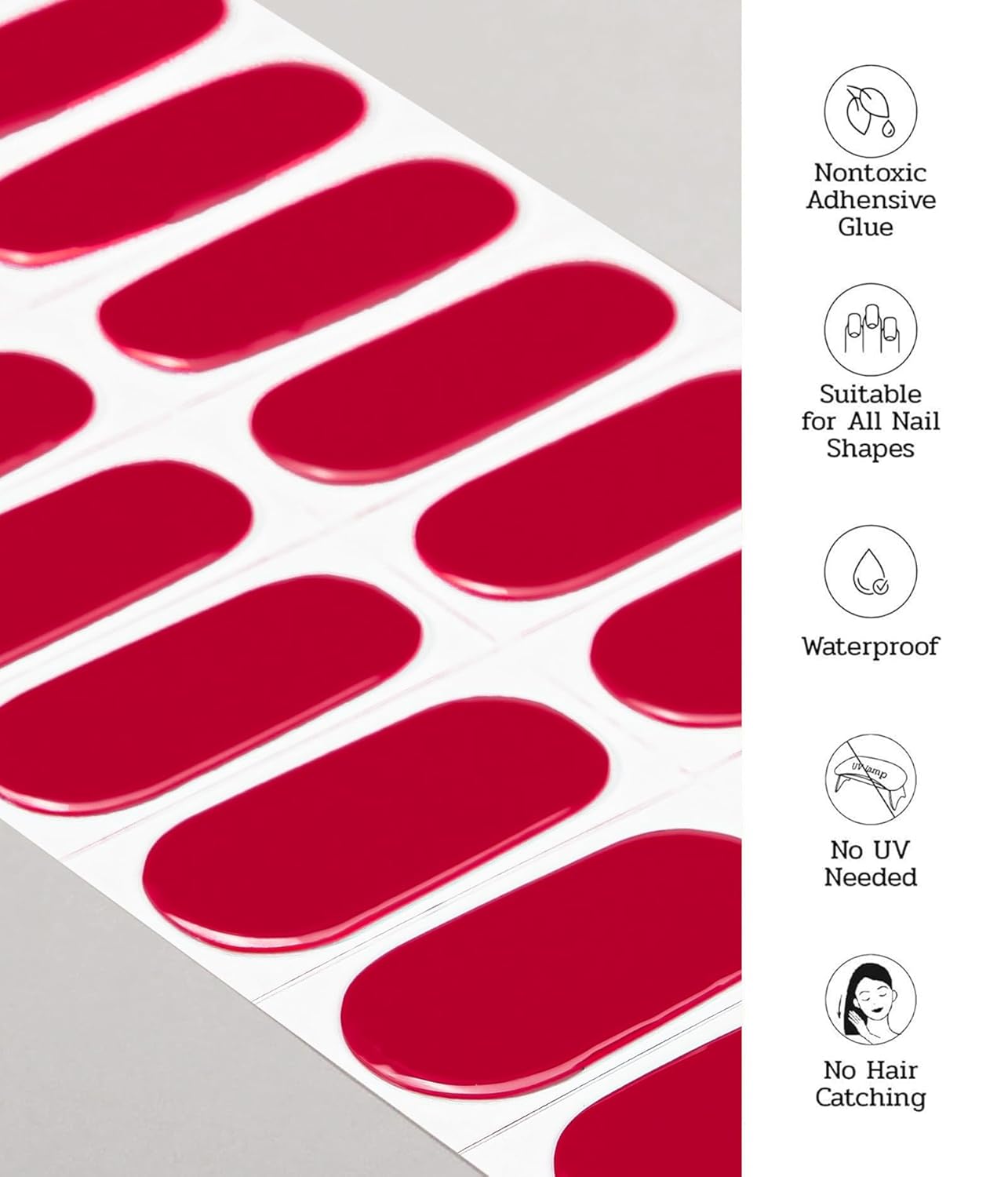 Nail Polish Strips - 22 Pcs Salon Quality Gel Nail Stickers - Long Lasting Wraps (Red Carpet Moment)